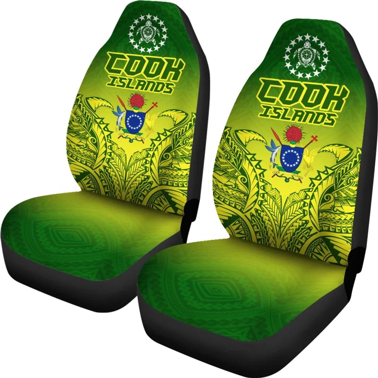 Cook Islands Car Seat Covers - Cook Islands Flag Turtle Coat Of Arms Premium