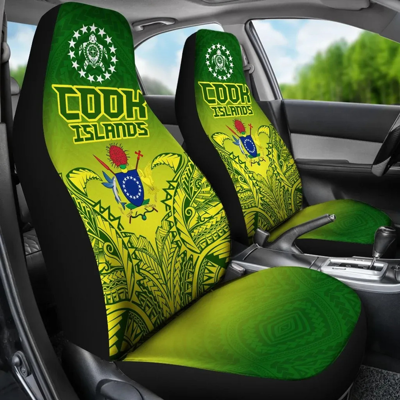 Cook Islands Car Seat Covers - Cook Islands Flag Turtle Coat Of Arms Premium