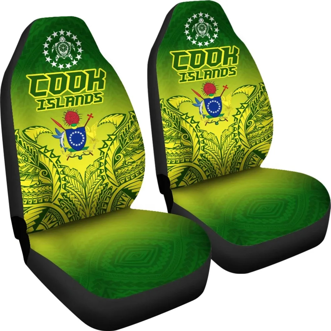 Cook Islands Car Seat Covers - Cook Islands Flag Turtle Coat Of Arms Premium