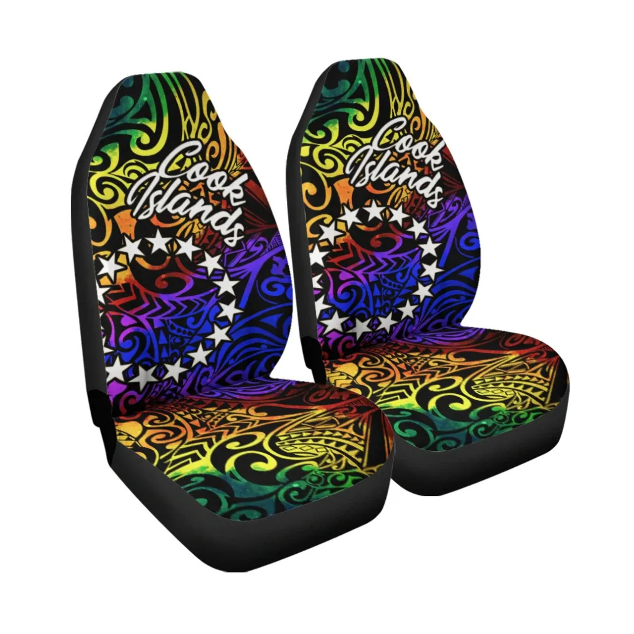 Cook Islands Car Seat Covers - Rainbow Polynesian Pattern