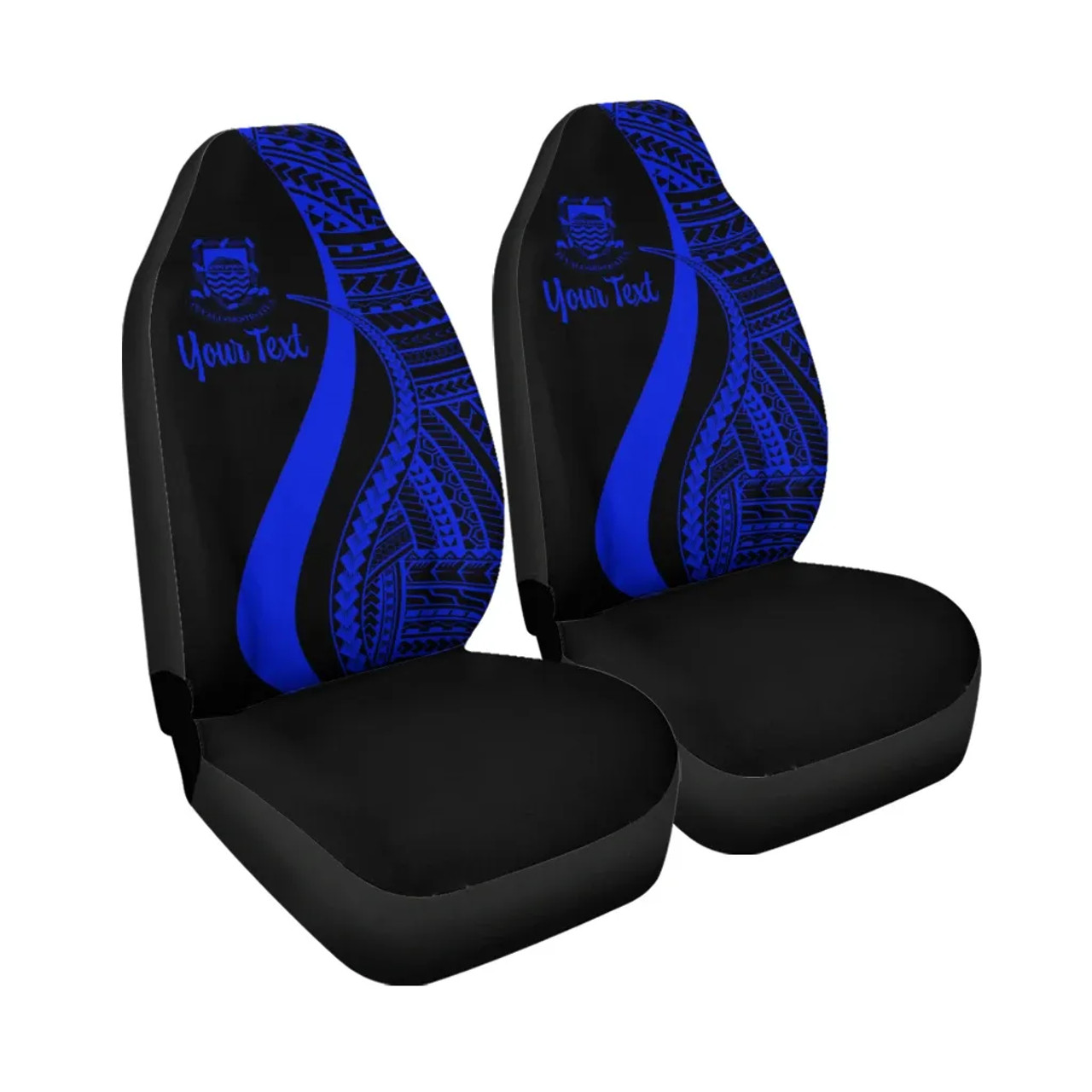 Tuvalu Custom Personalised Car Seat Covers - Blue Polynesian Tentacle Tribal Pattern