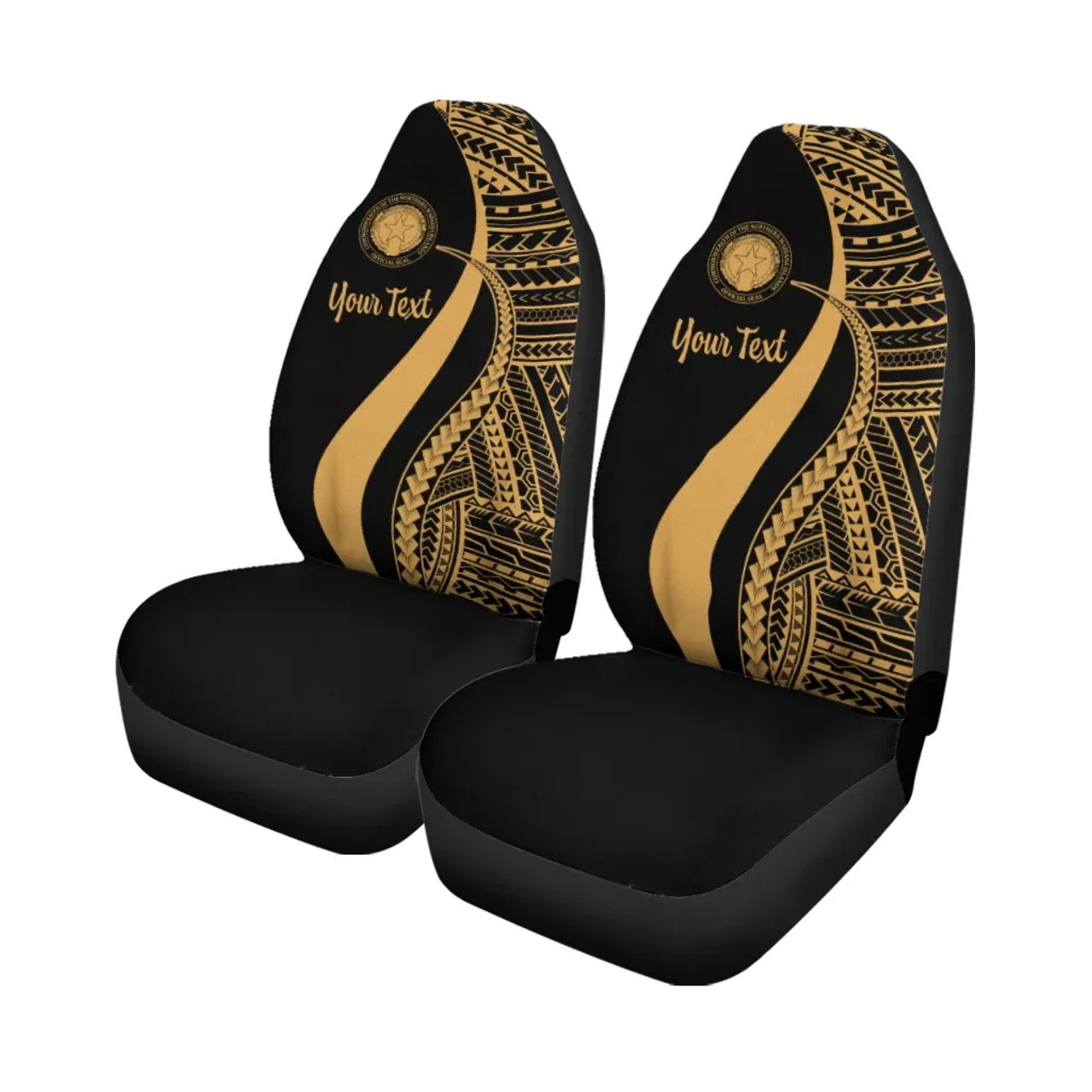 Northern Mariana Islands Custom Personalised Car Seat Covers - Gold Polynesian Tentacle Tribal Pattern