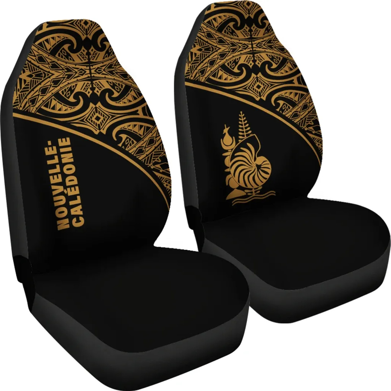 New Caledonia Car Seat Covers - New Caledonia Coat Of Arms Polynesian Gold Curve