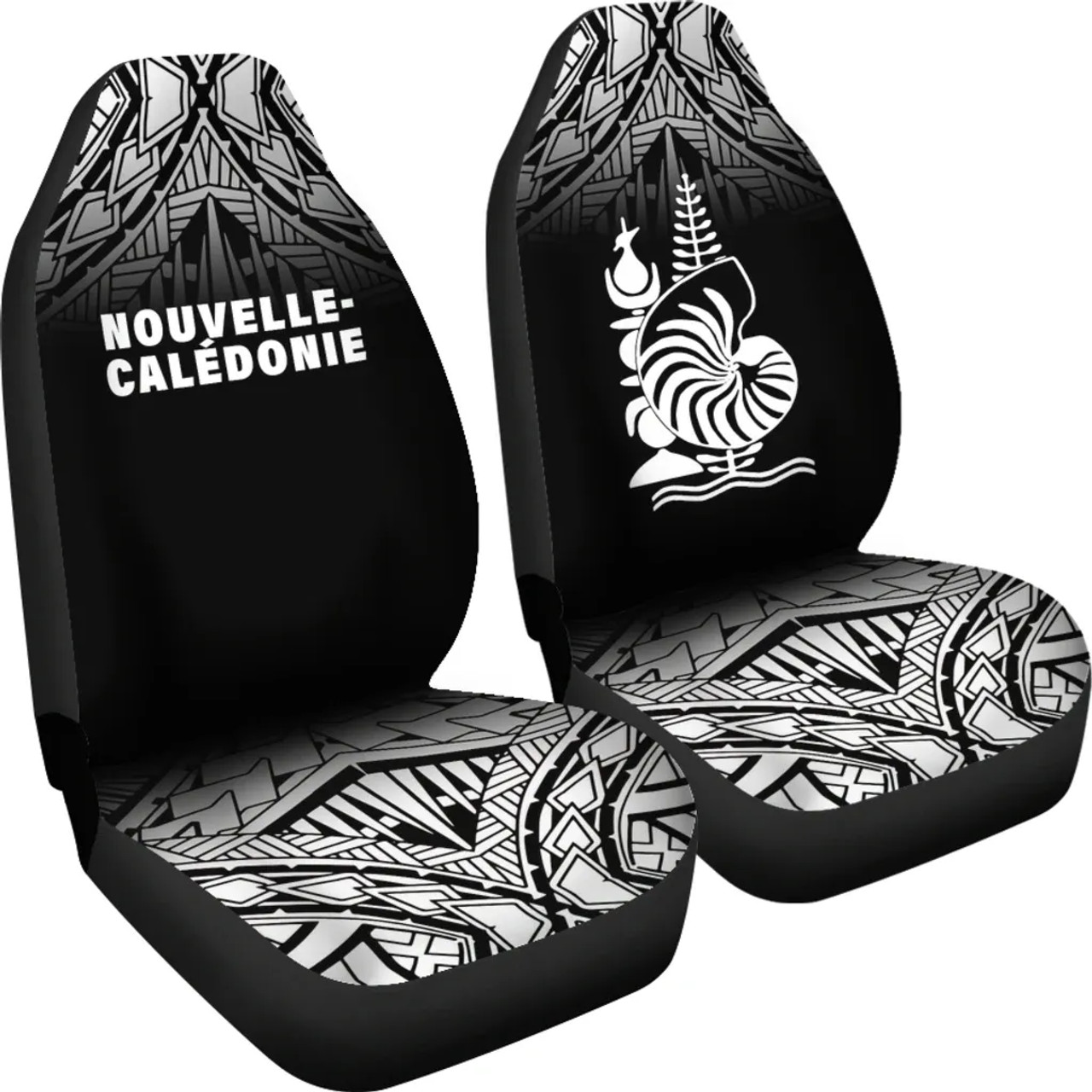 New Caledonia Car Seat Covers - New Caledonia Coat Of Arms Polynesian Tattoo Fog Black