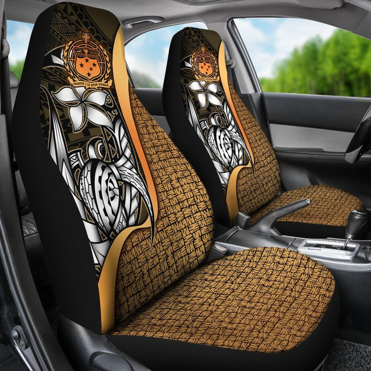 Samoa Polynesian Car Seat Covers Gold - Turtle With Hook