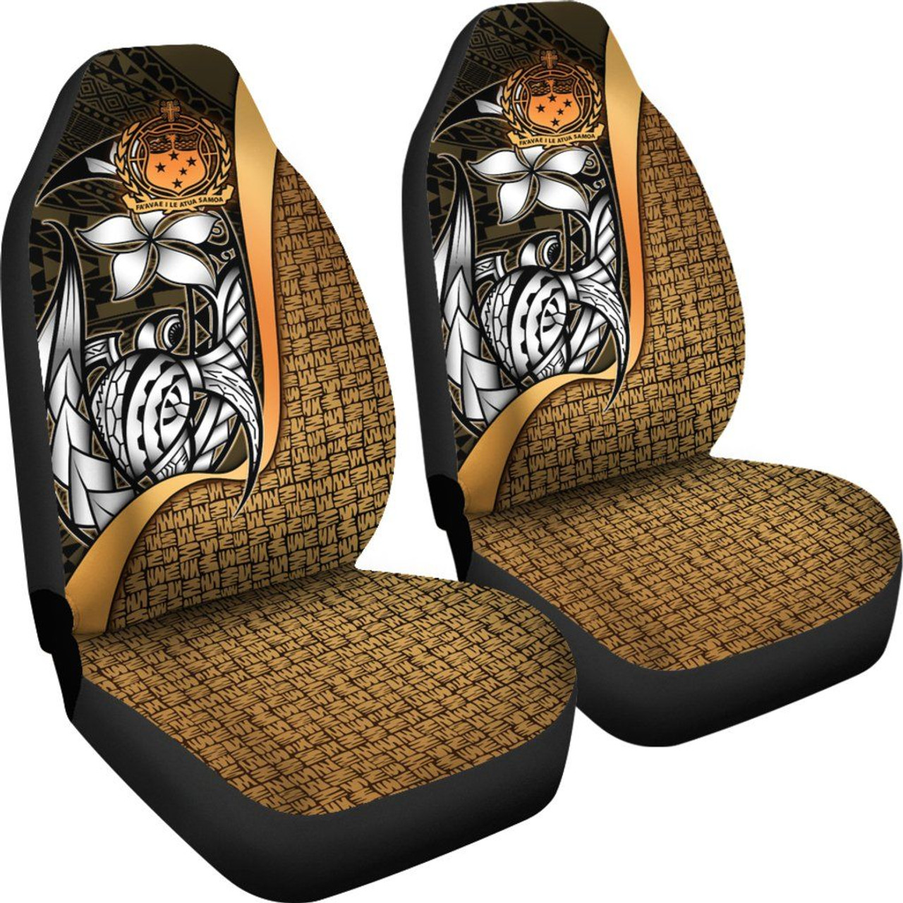 Samoa Polynesian Car Seat Covers Gold - Turtle With Hook