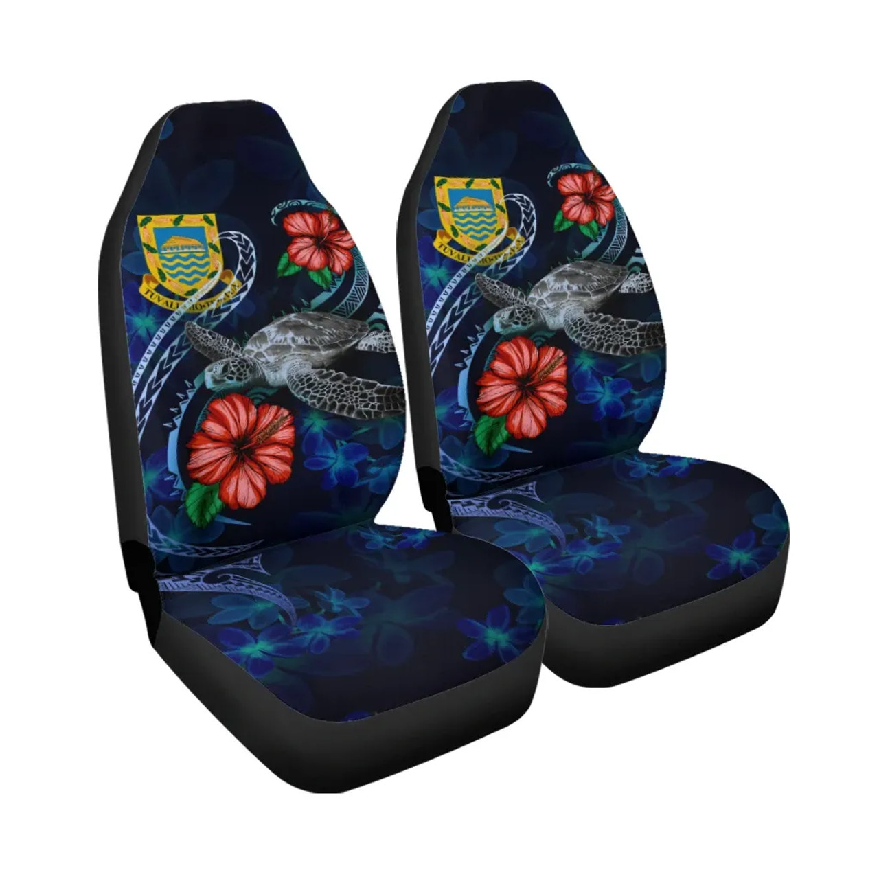 Tuvalu Polynesian Car Seat Covers - Blue Turtle Hibiscus