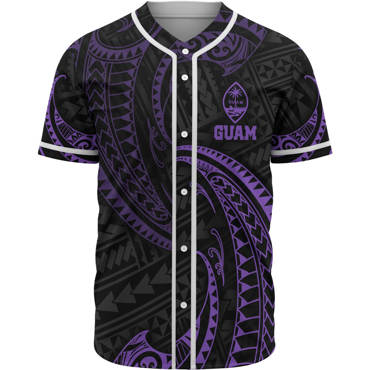 Guam Polynesian Baseball Shirt - Purple Tribal Wave