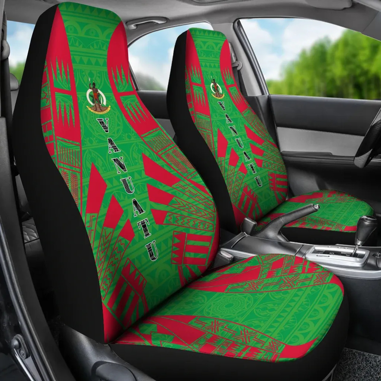 Vanuatu Car Seat Covers - Vanuatu Coat Of Arms Polynesian Tattoo Flag