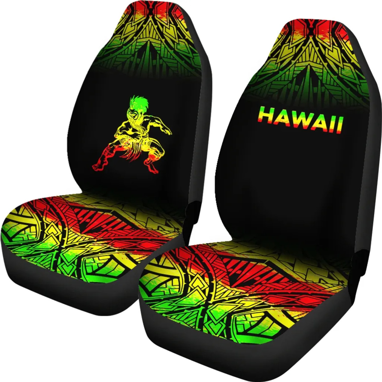 Hawaii Car Seat Covers - Polynesian Warriors Tattoo Fog Reggae