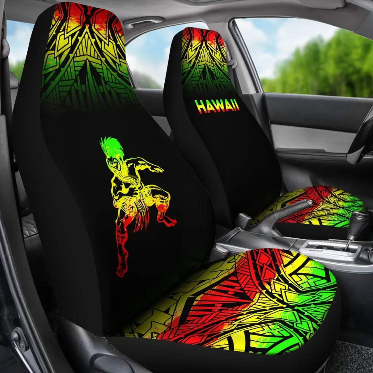 Hawaii Car Seat Covers - Polynesian Warriors Tattoo Fog Reggae