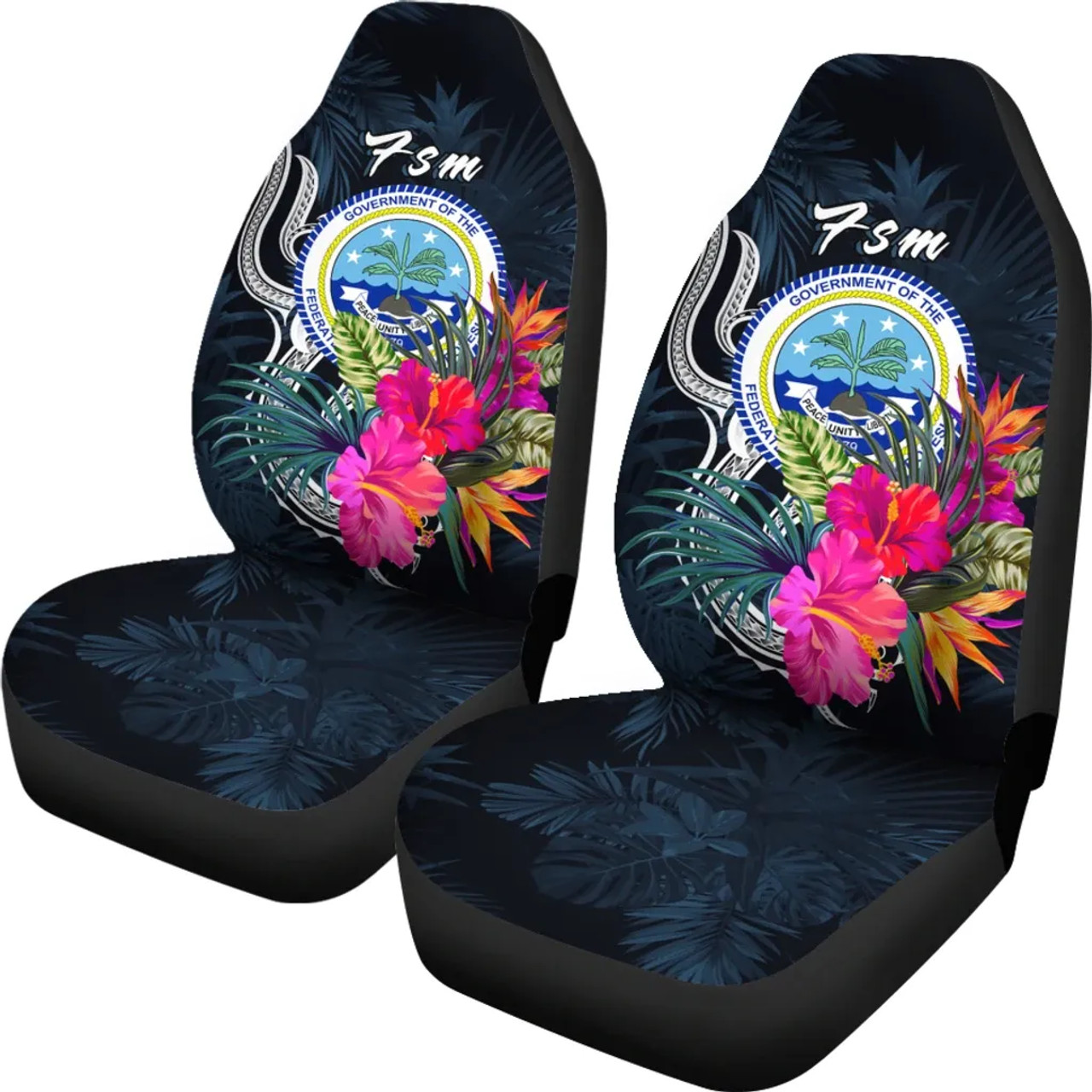 Federated States of Micronesia Car Seat Covers - Tropical Flower