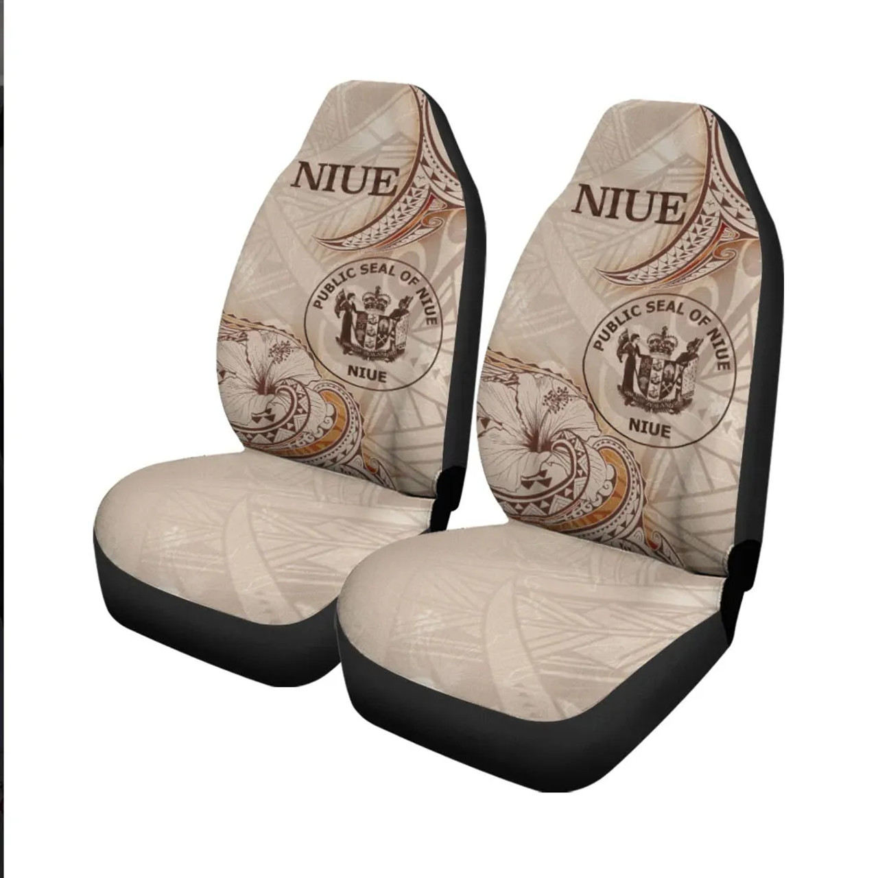 Niue Car Seat Cover - Hibiscus Flowers Vintage Style