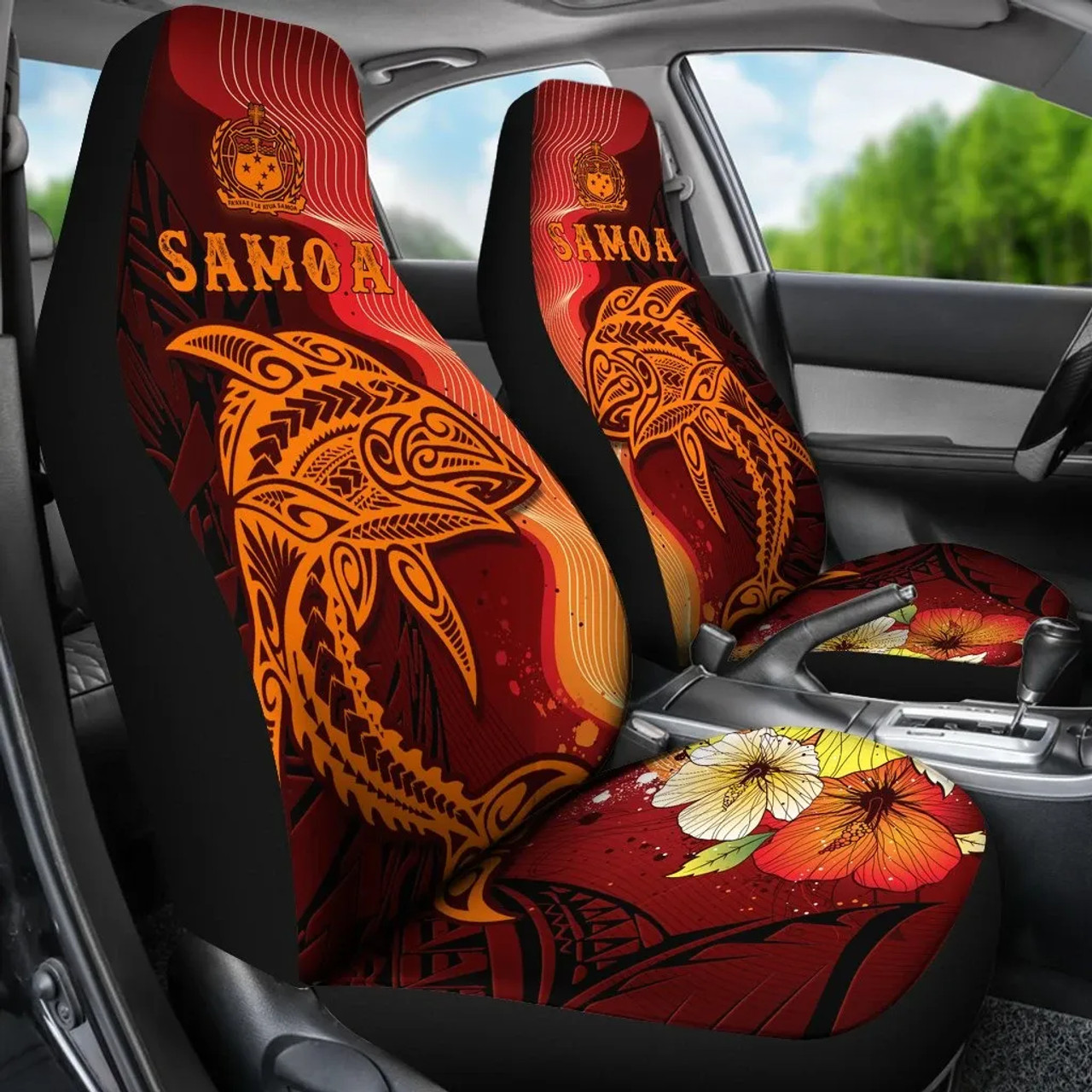 Samoa Car Seat Covers - Tribal Tuna Fish