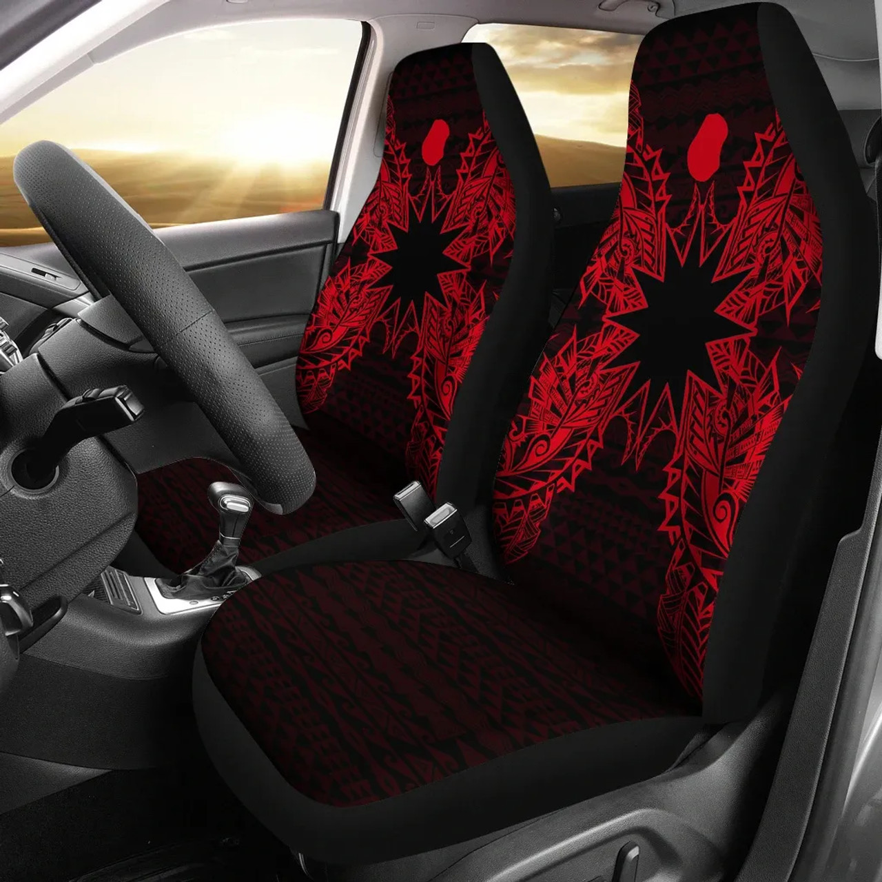 Nauru Car Seat Cover - Nauru Flag Map Red