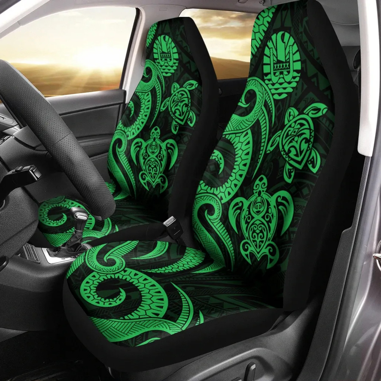 Tahiti Car Seat Covers - Green Tentacle Turtle