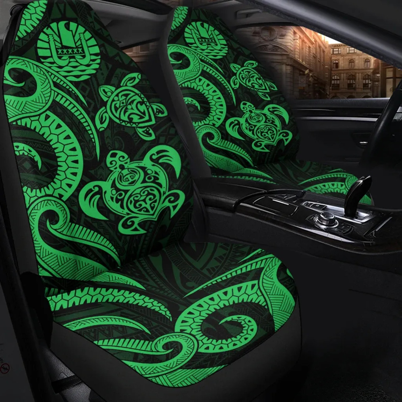 Tahiti Car Seat Covers - Green Tentacle Turtle