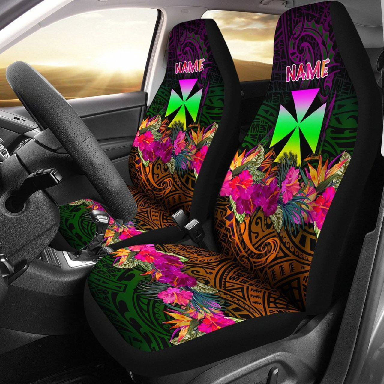 Wallis and Futuna Personalised Car Seat Covers - Summer Hibiscus