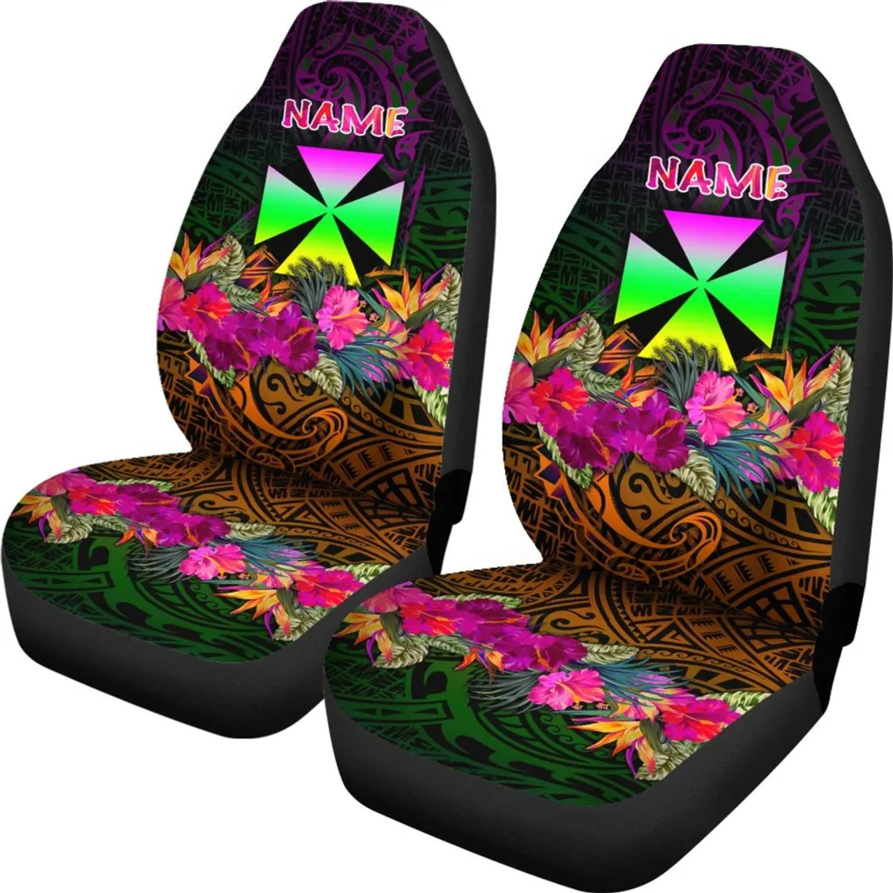 Wallis and Futuna Personalised Car Seat Covers - Summer Hibiscus