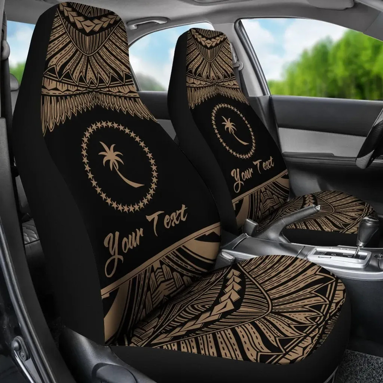 Chuuk Polynesian Custom Personalised Peisonalised Car Seat Covers - Pride Gold Version