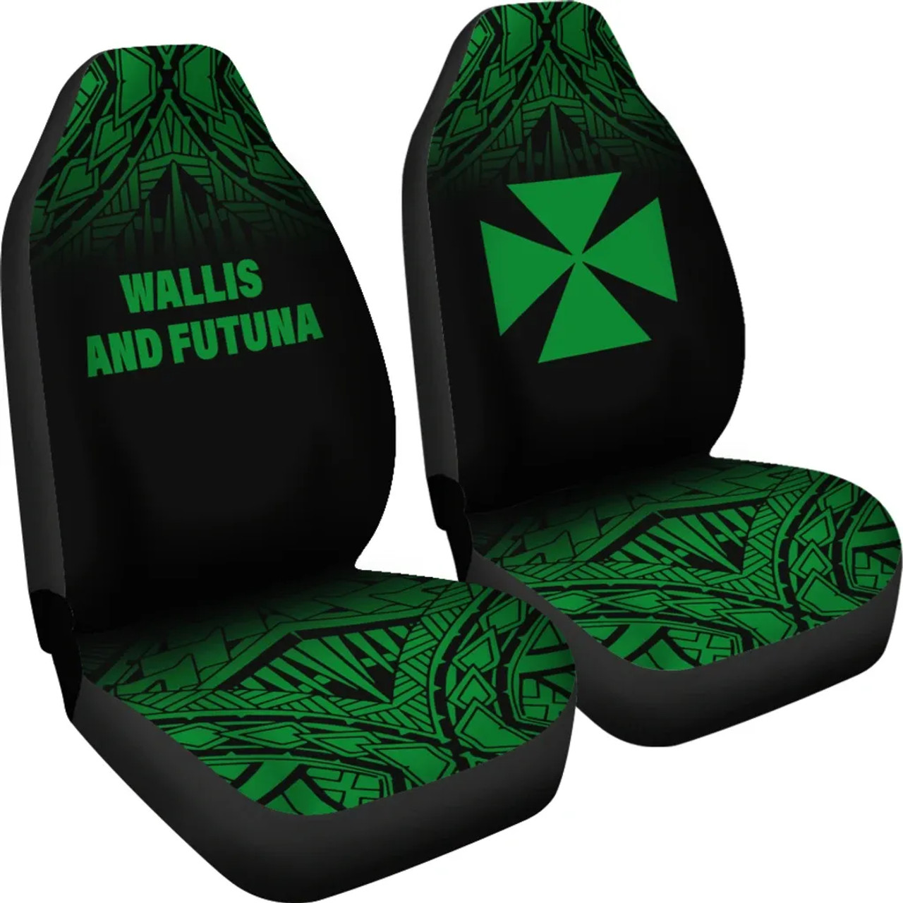 Wallis And Futuna Car Seat Covers - Wallis And Futuna Coat Of Arms Polynesian Tattoo Fog Green