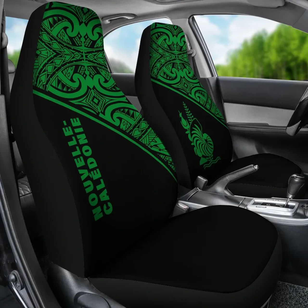 New Caledonia Car Seat Covers - New Caledonia Coat Of Arms Polynesian Green Curve