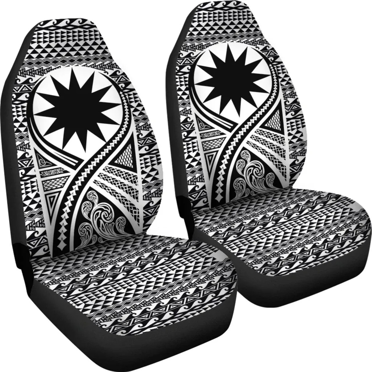 Nauru Car Seat Cover - Nauru Flag Polynesian Tattoo Black