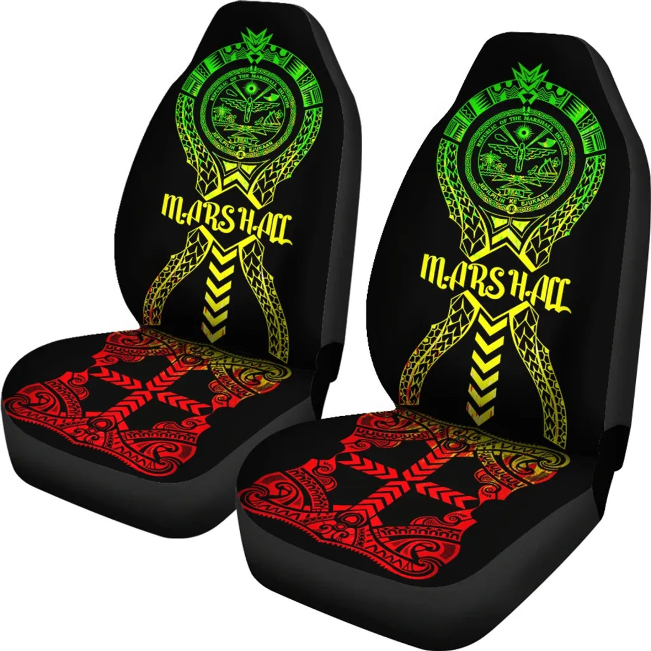 Marshall Islands Car Seat Covers - Marshall Islands Seal Polynesian Tribal Reggae