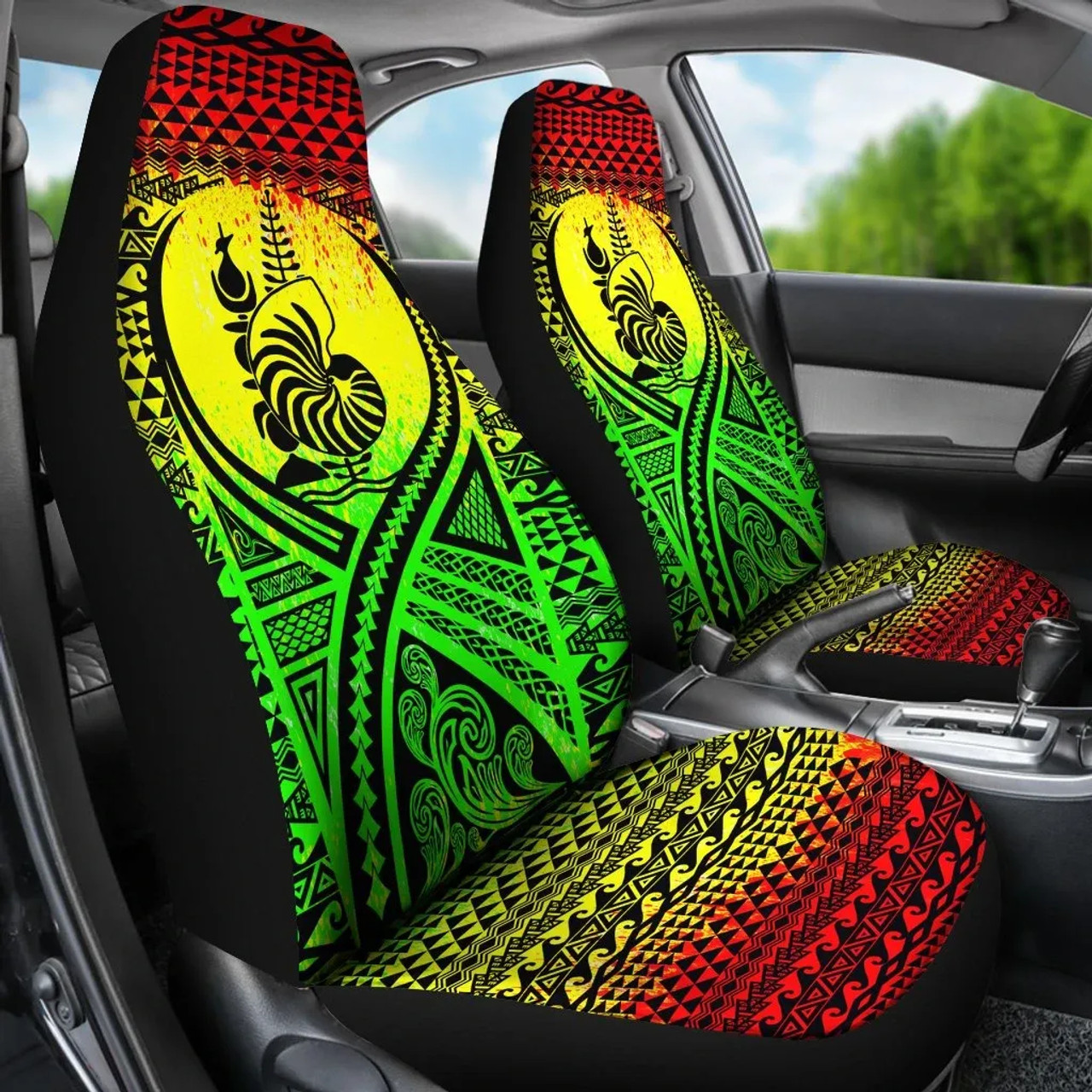 New Caledonia Car Seat Cover - New Caledonia Coat Of Arms Polynesian Tattoo Reggae