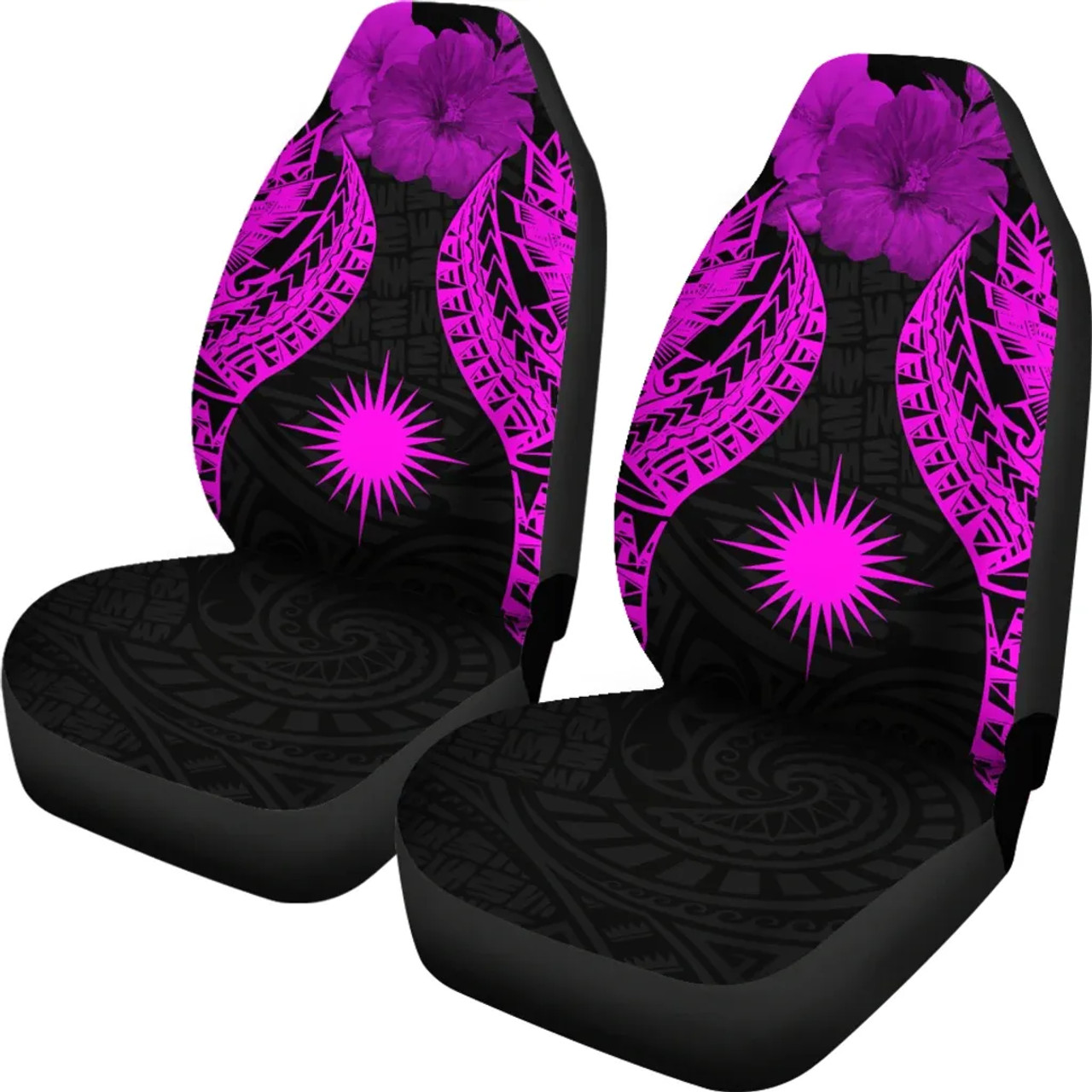 Marshall Islands Polynesian Car Seat Covers Pride Seal And Hibiscus Pink