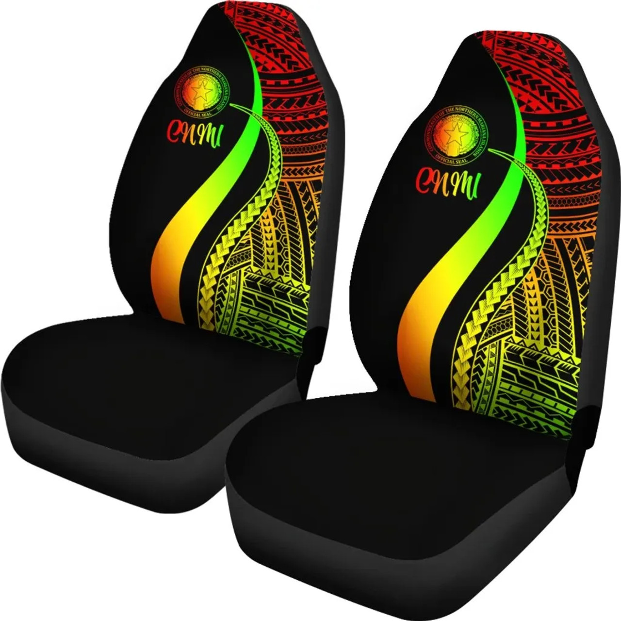 Northern Mariana Islands Car Seat Covers - Reggae Polynesian Tentacle Tribal Pattern