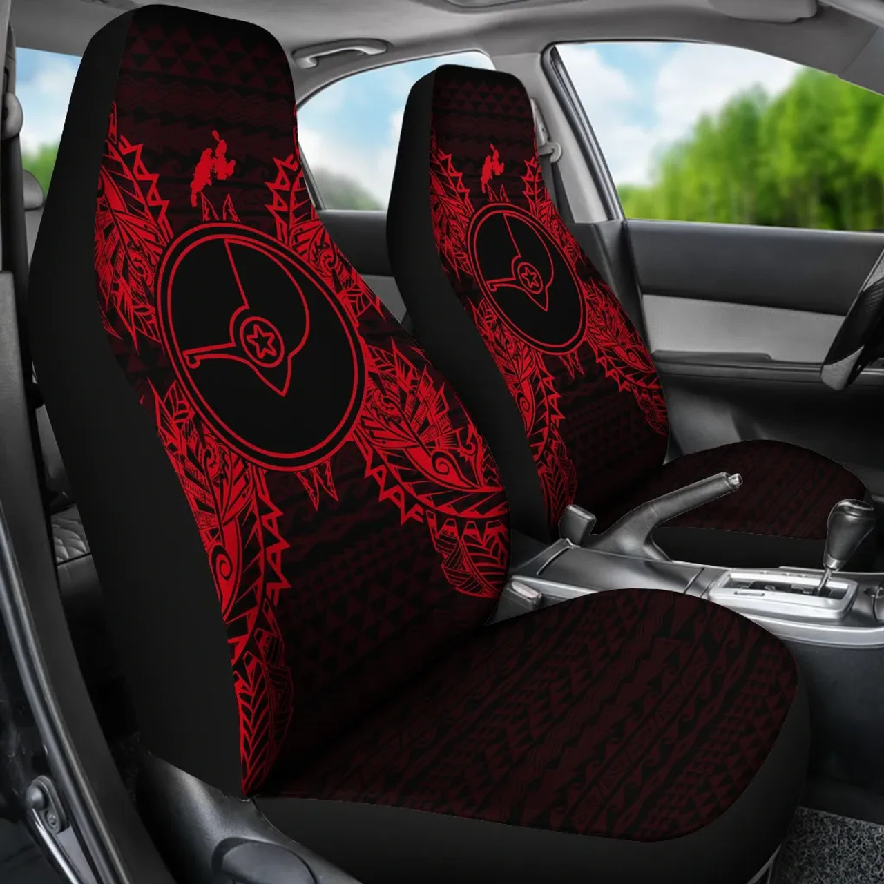 Yap Car Seat Cover - Yap Flag Map Red