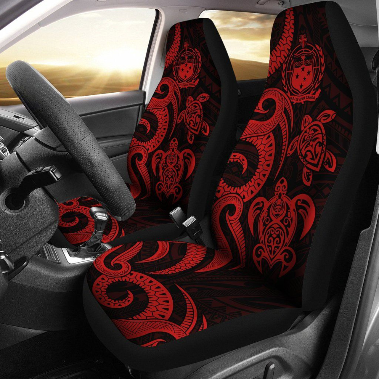 Samoa Polynesian Car Seat Covers - Red Tentacle Turtle