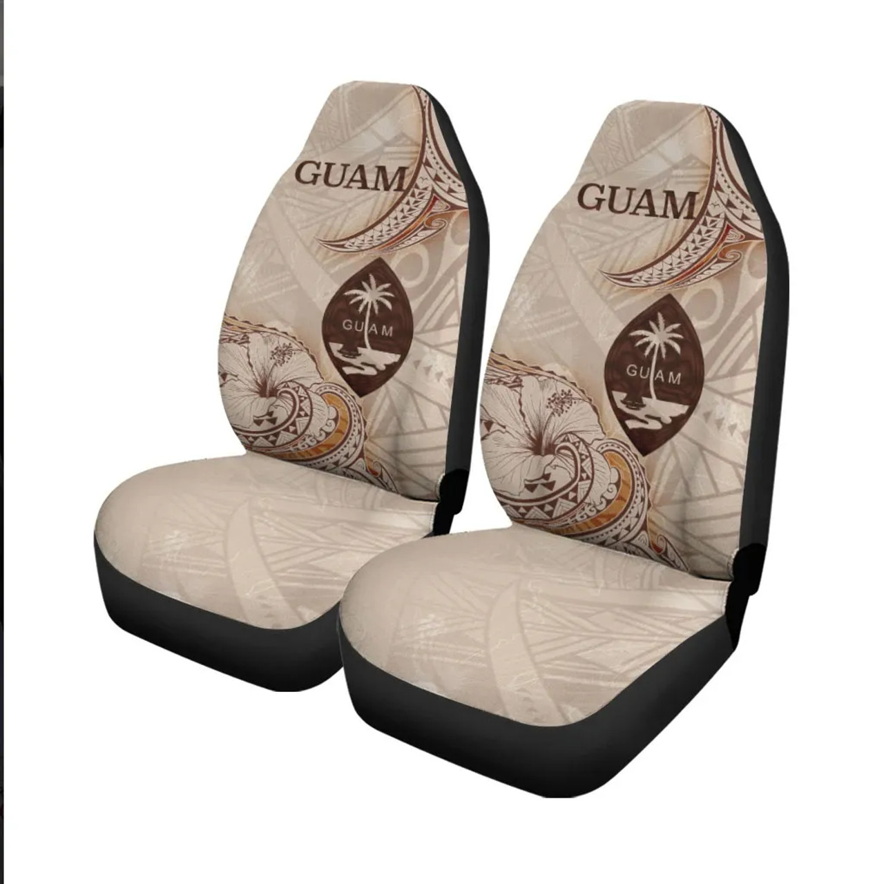 Guam Car Seat Cover - Hibiscus Flowers Vintage Style