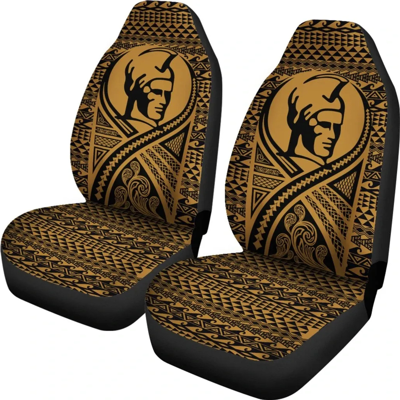 Hawaii Car Seat Covers - Polynesian King Tattoo Gold