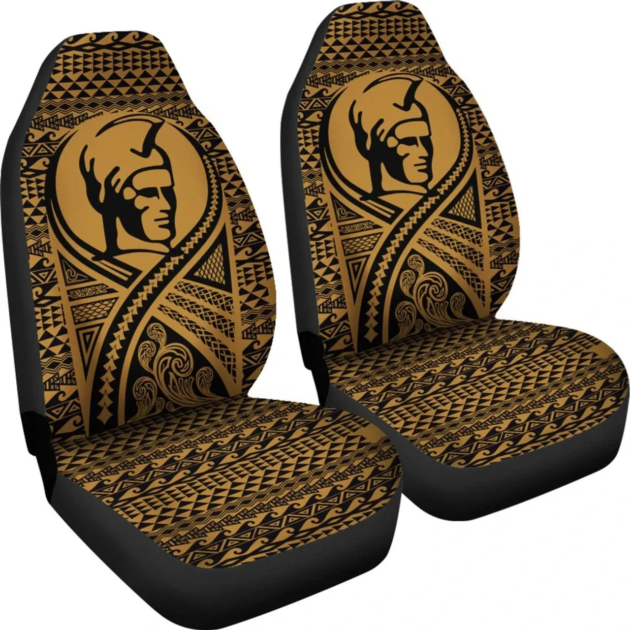 Hawaii Car Seat Covers - Polynesian King Tattoo Gold