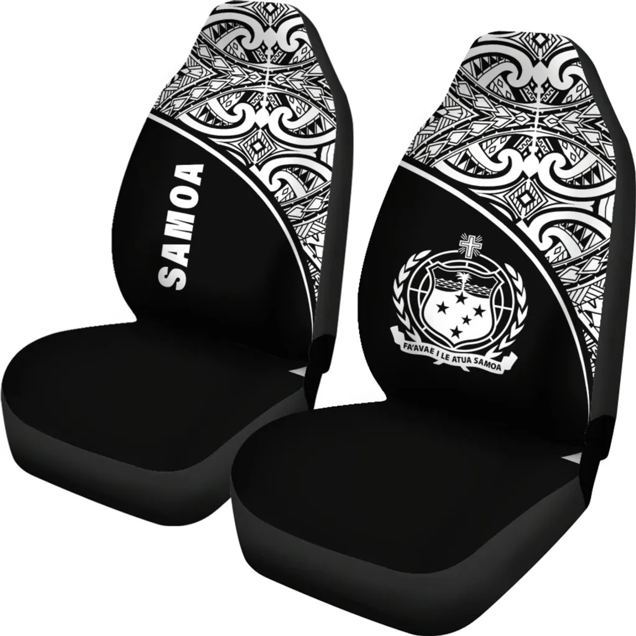 Samoa Car Seat Covers - Samoa Coat Of Arms Polynesian Black Curve