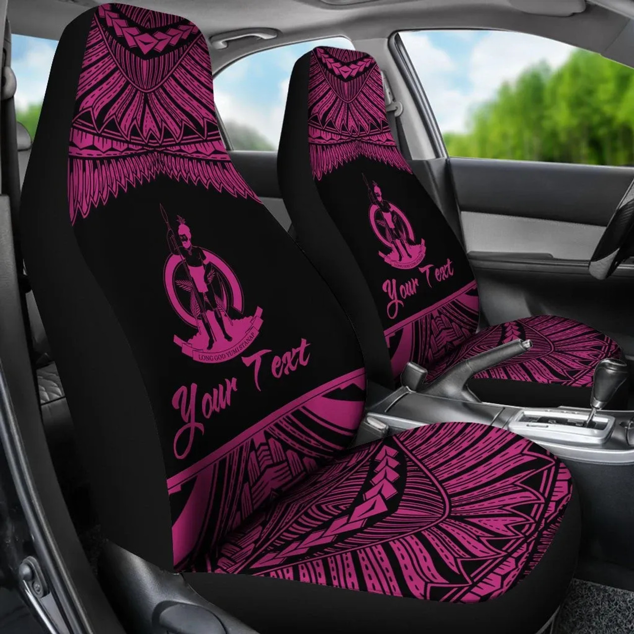 Vanuatu Polynesian Custom Personalised Car Seat Covers - Pride Pink Version