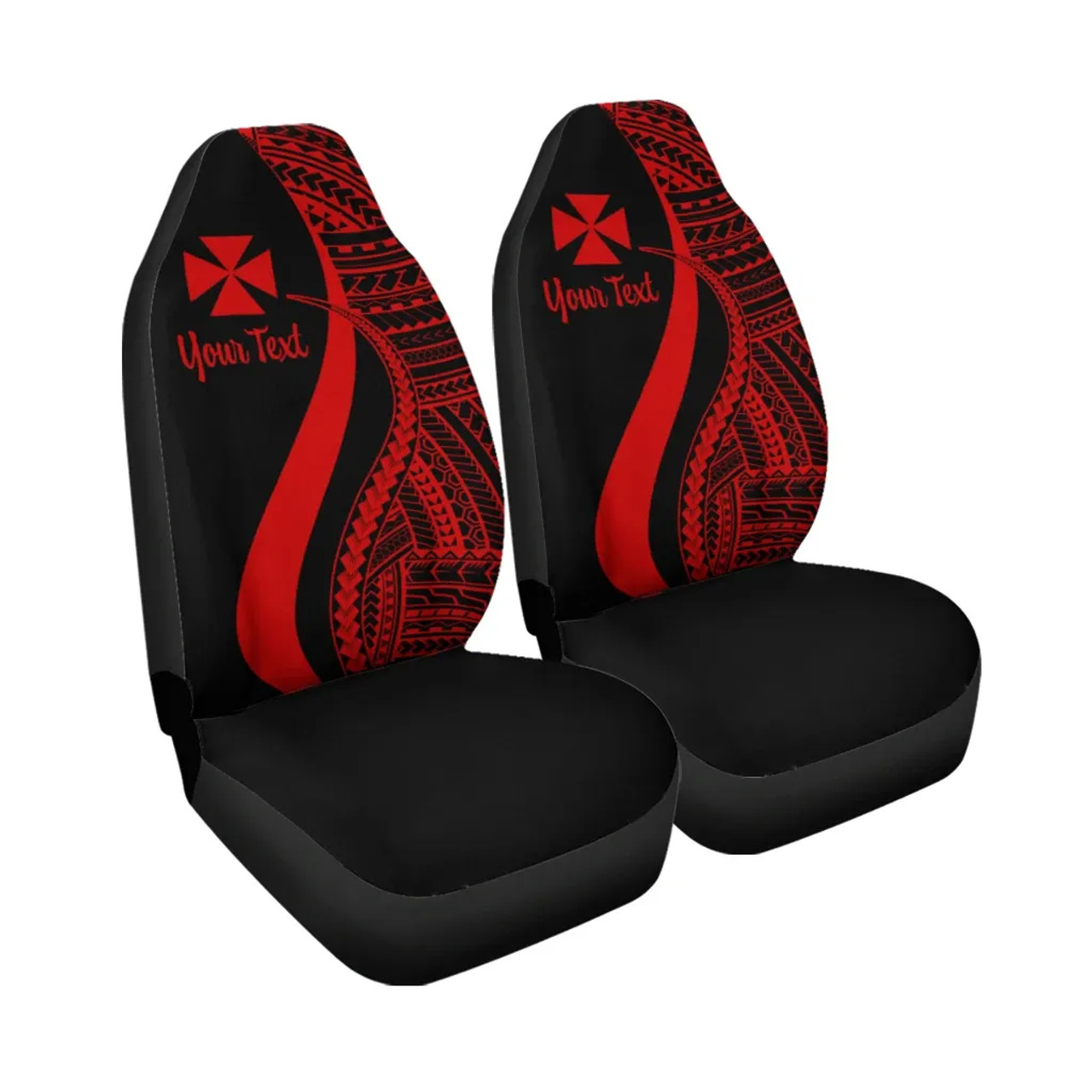 Wallis And Futuna Custom Personalised Car Seat Covers - Red Polynesian Tentacle Tribal Pattern