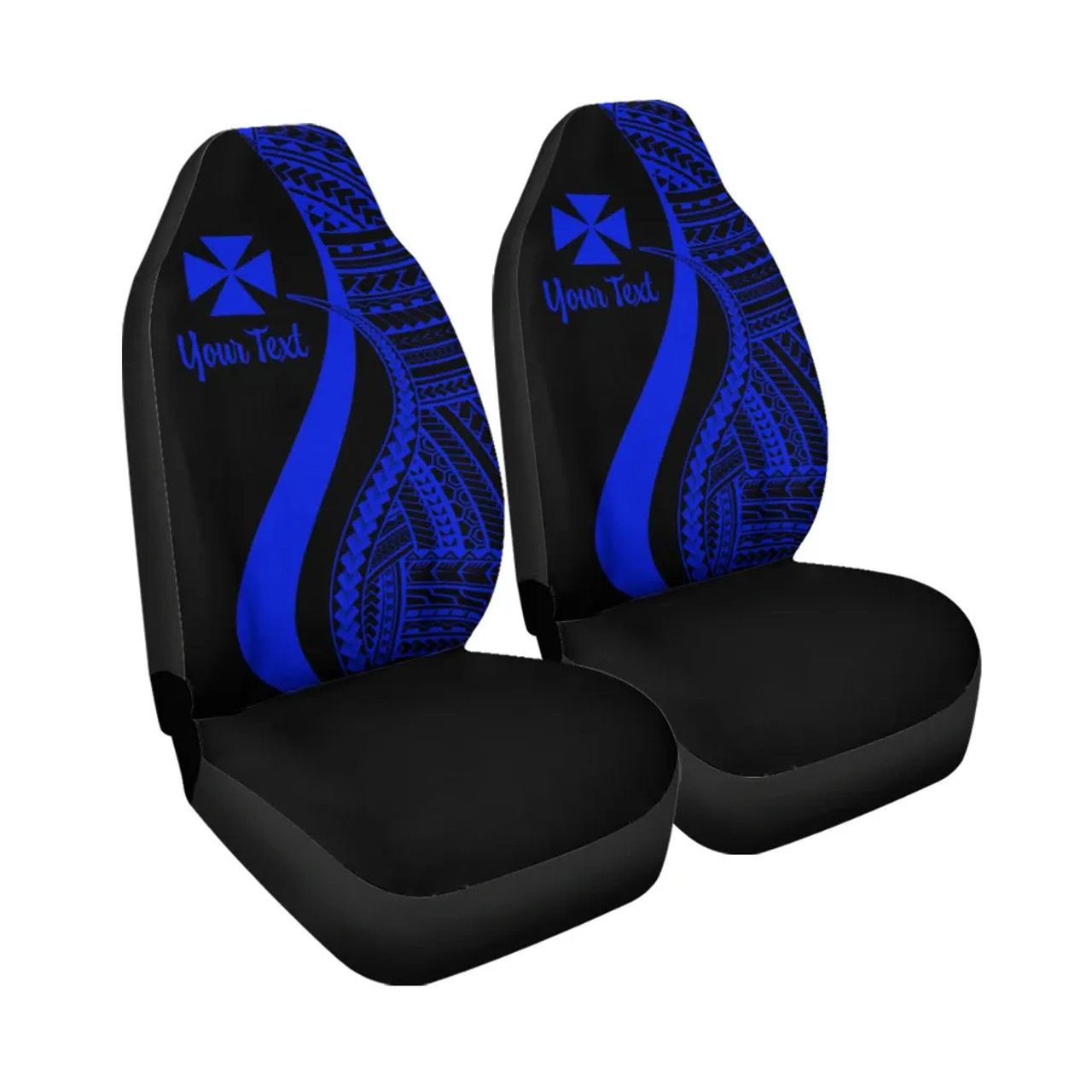 Wallis And Futuna Custom Personalised Car Seat Covers - Blue Polynesian Tentacle Tribal Pattern