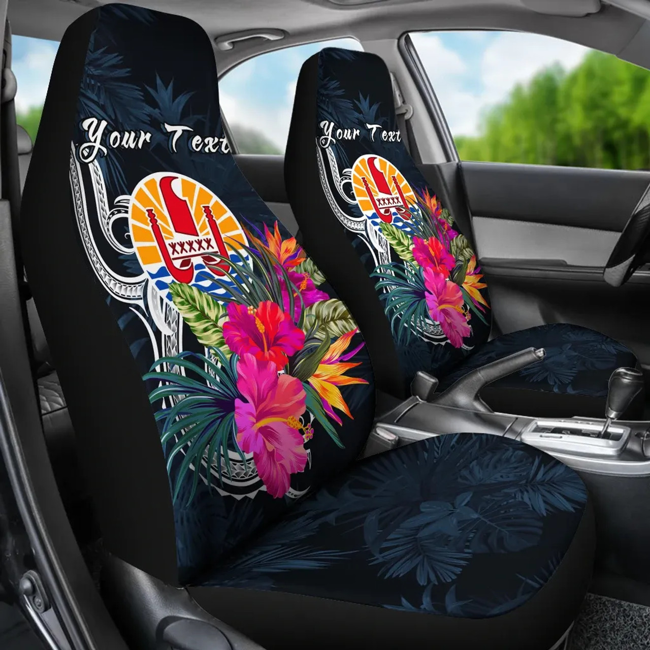 Tahiti Polynesian Custom Personalised Car Seat Covers - Tropical Flower