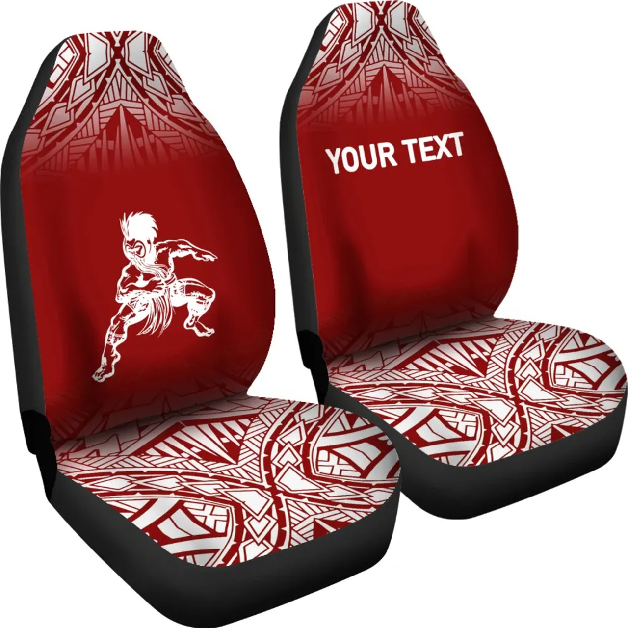 Hawaii Custom Personalised Car Seat Covers - Polynesian Warriors Tattoo Fog Red