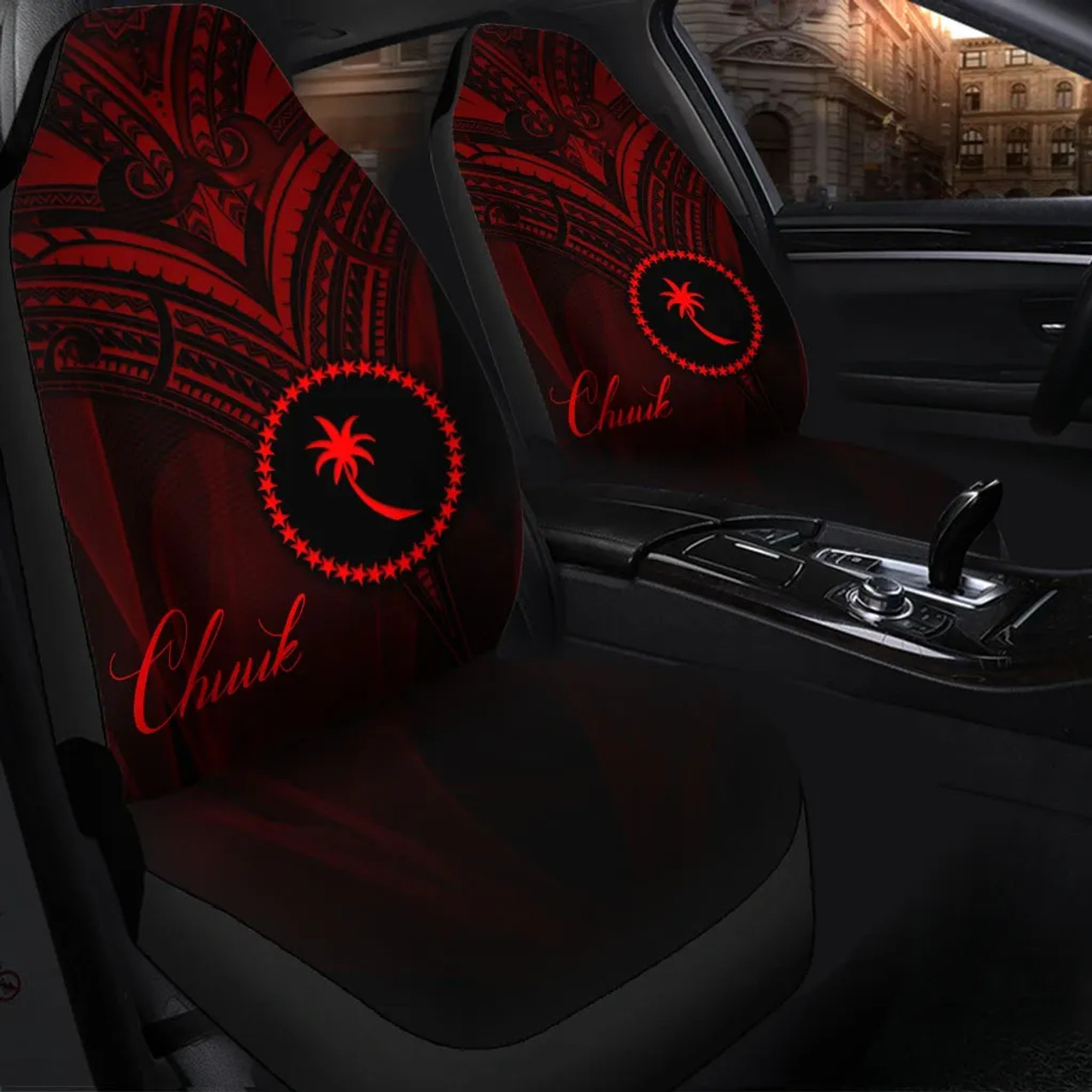 Chuuk State Car Seat Cover - Red Color Cross Style