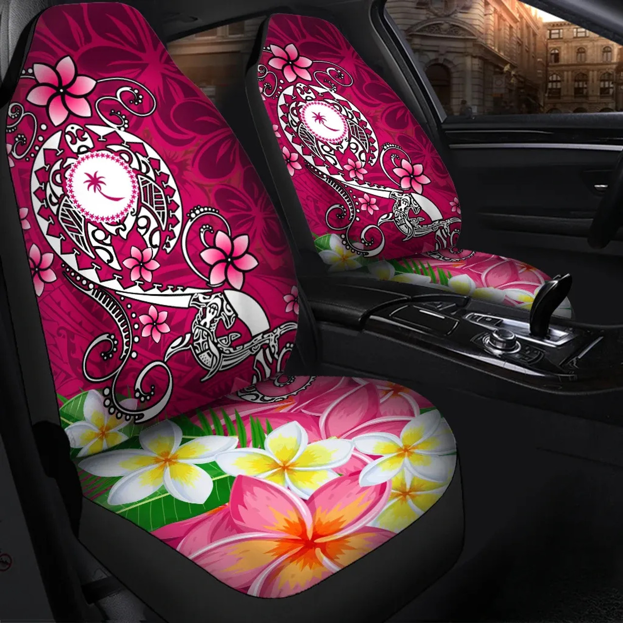 Kosrae Car Seat Covers - Turtle Plumeria (Pink)