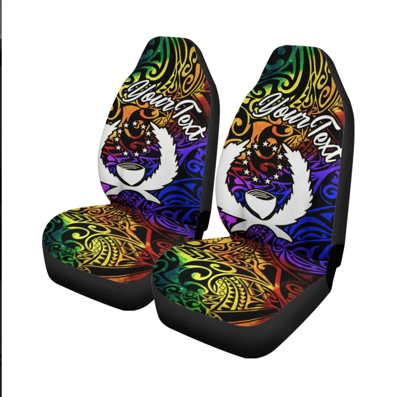 Pohnpei Custom Personalised Car Seat Covers - Rainbow Polynesian Pattern