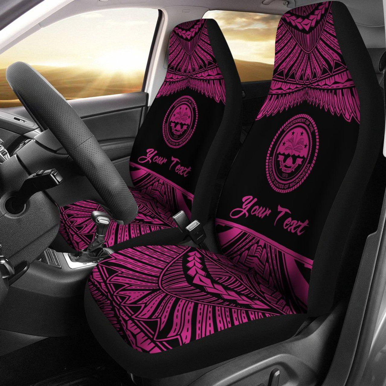 Federated States Of Micronesia Polynesian Custom Personalised Car Seat Covers - Pride Pink Version