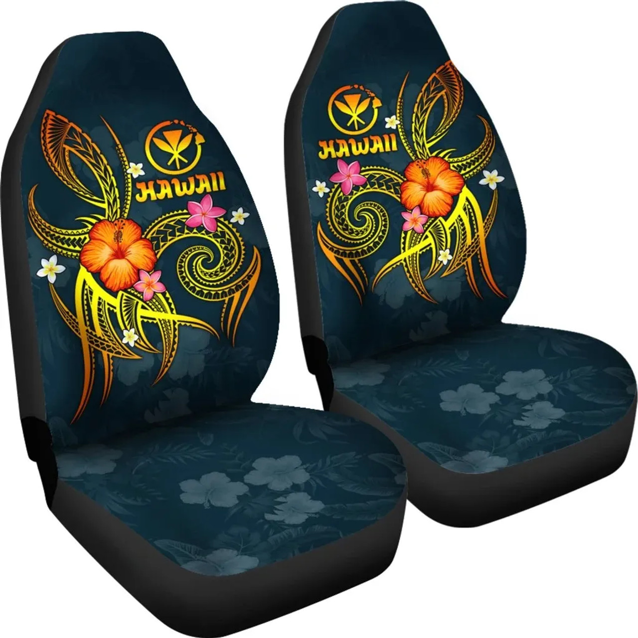 Polynesian Hawaii Car Seat Covers - Legend of Kanaka Maoli (Blue)