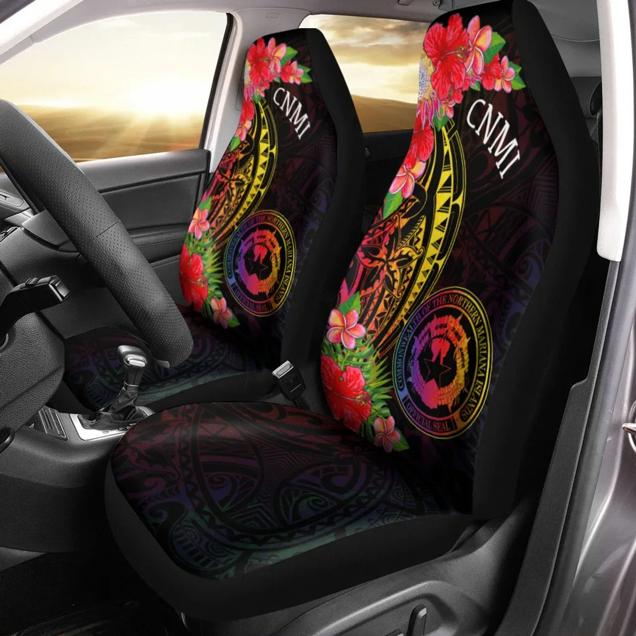 Northern Mariana Islands Car Seat Cover - Tropical Hippie Style