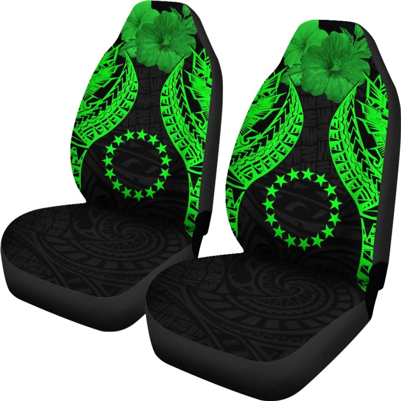 Cook islands Polynesian Car Seat Covers Pride Seal And Hibiscus Green