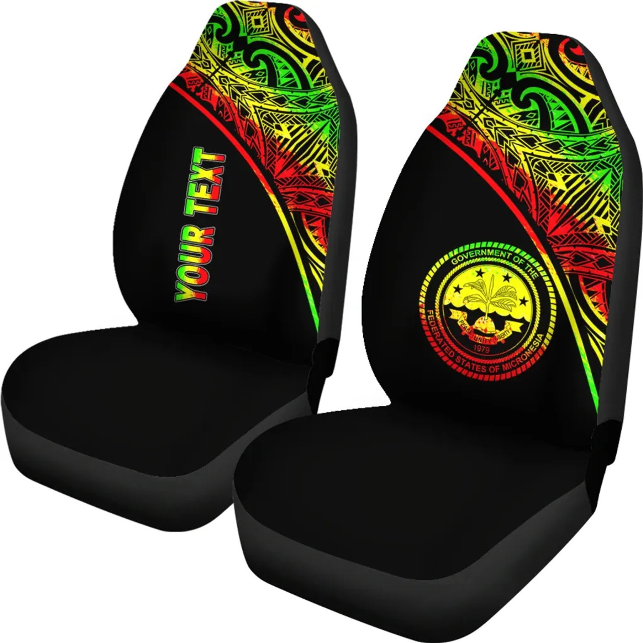 Federated States of Micronesia Car Seat Covers - FSM Seal Polynesian Reggae Curve